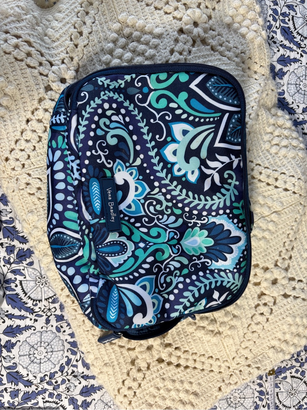 Vera Bradley Navy, Teal & Aqua Paisley cosmetic organizer - GUC- bundle - Picture 5 of 7